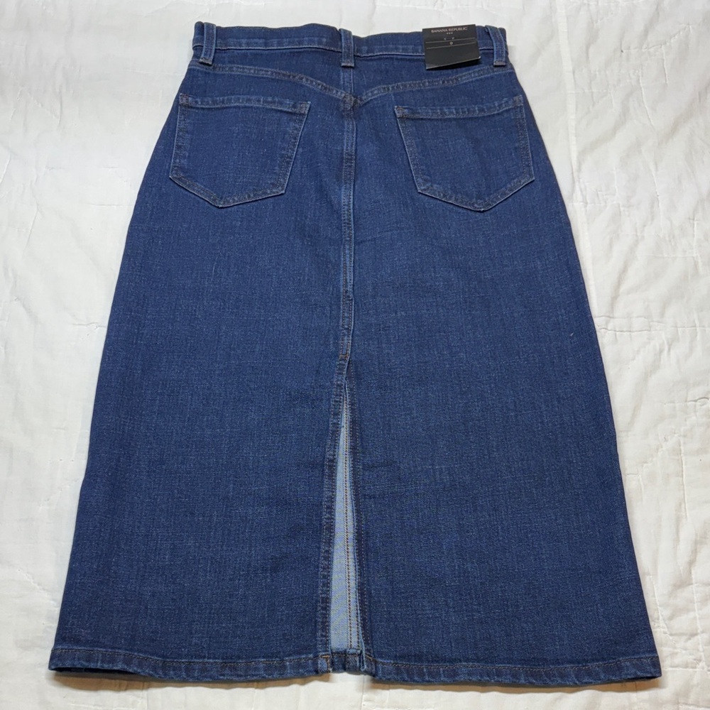 NWT Banana Republic Vintage 90s Y2K High-Rise A-Line Denim Midi Skirt‎ Dark Wash - Picture 2 of 8